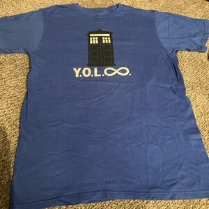 Dr. Who YOL Infinity Blue T-shirt Size M SnorgTees EUC! Fun! Targus